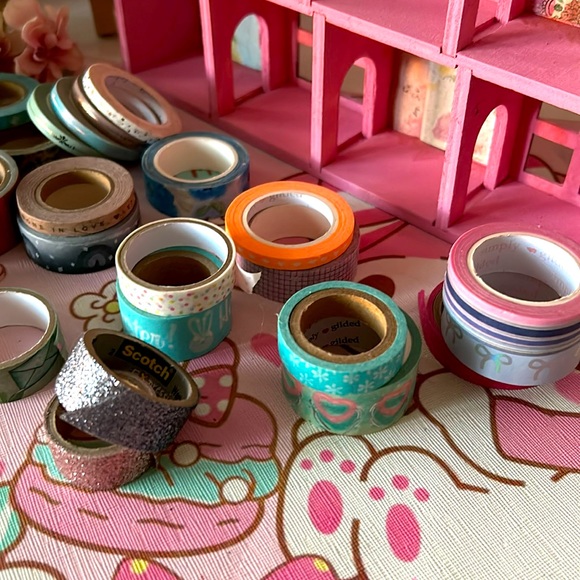 🎀Pink House Container with Washi Tape Desk Stationery Decor Shabby Chic 🎀 - Picture 5 of 8